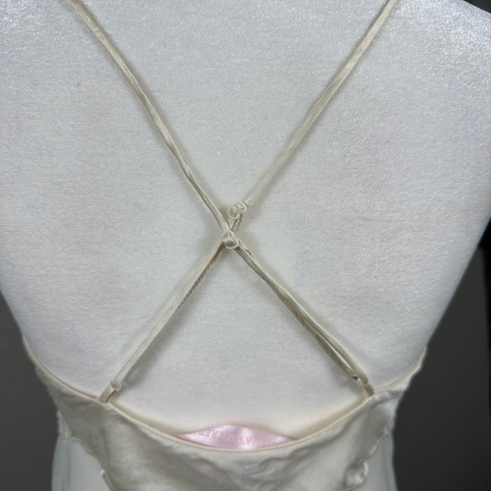 Victoria's Secret Babydoll Chemise Womens XS Ivory Good Sheer Mesh Satin Slip - Picture 7 of 13